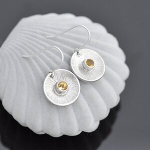 Handmade Citrine Earrings Round Sterling Silver Gemstone image 6