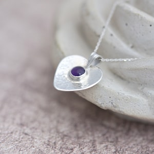 Sterling Silver and Amethyst Pendant Necklace, February Birthstone Pendant, Amethyst Necklace