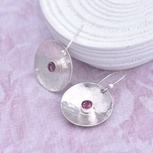 Round Sterling Silver Pink Topaz Earrings