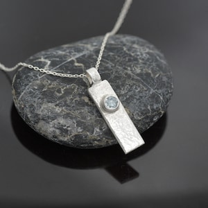 Aquamarine necklace - A sterling silver Aquamarine pendant necklace with a hammered finish
