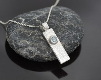 Handmade Aquamarine Pendant, Aquamarine March Gift, Sterling Silver and Aquamarine Necklace, Gemstone Pendant