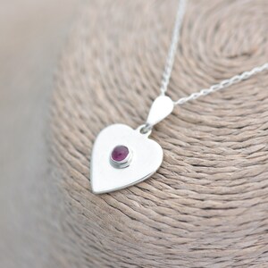 Sterling Silver Ruby Heart Pendant, July Birthstone Pendant, Ruby Necklace