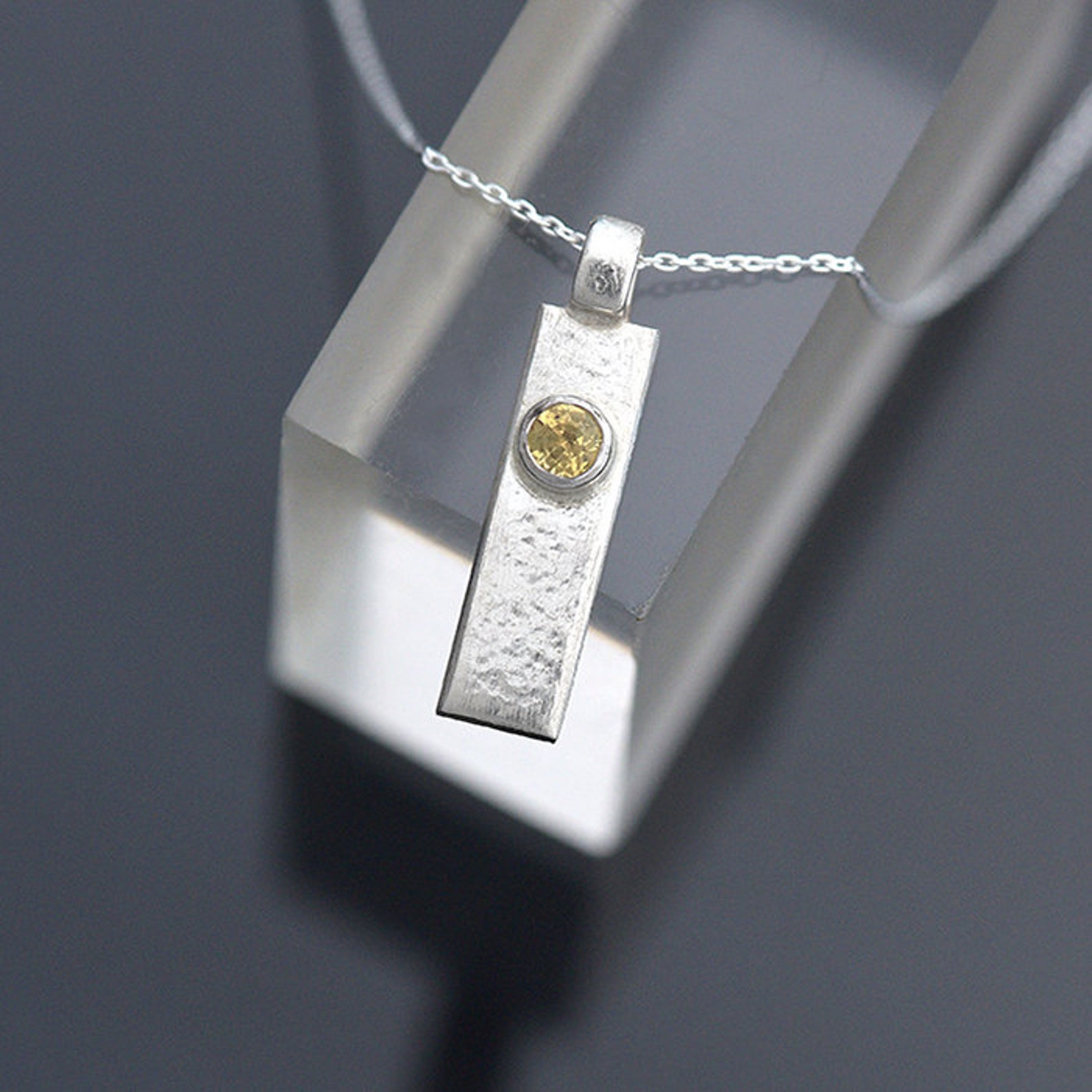 Ian Caird iana Jewellery round sterling Silver yellow sapphire pendant