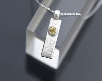 Handmade Yellow Sapphire Pendant, Sterling Silver Yellow Sapphire Necklace