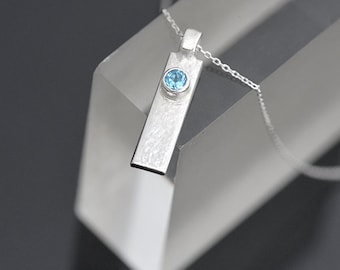 Sterling Silver Topaz Pendant Necklace, Blue Topaz Necklace, December Birthstone Gift, Topaz Necklace