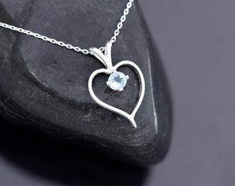 Aquamarine Necklace, March Birthstone Pendant, Sterling Silver Pendant Amethyst Pendant, Gemstone Pendant