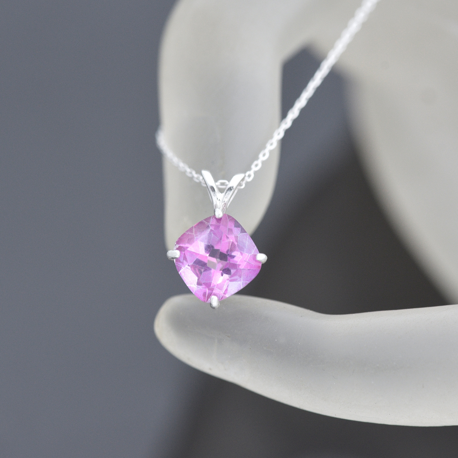 solitaire  necklace - Pink Topaz Pendant