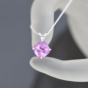 Roze topaas hanger, sterling zilver en topaas ketting
