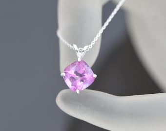 Pink Topaz Pendant, Sterling Silver and Topaz Necklace