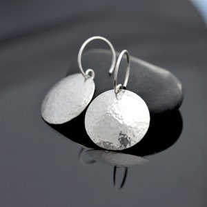 Round Sterling Silver Earrings with a Hammered Texture