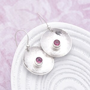 Round Sterling Silver Pink Topaz Earrings