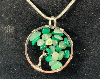 Tree of Life Necklace, Natural Chip Stone Tree Beads with Aventurine, FREE SHIPPING