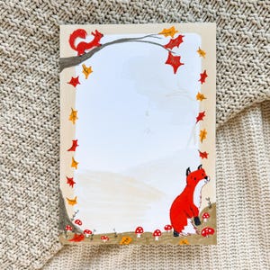 Blocco note carino con volpe e scoiattolo autunnali - formato A5 / Autunno, Cancelleria, Organizzato, Foglie, Albero, Regalo, Illustrato, Arte, Natura