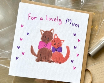 Cat Mum Greeting Card – Hand-Painted Kitten, Mother's Day Card