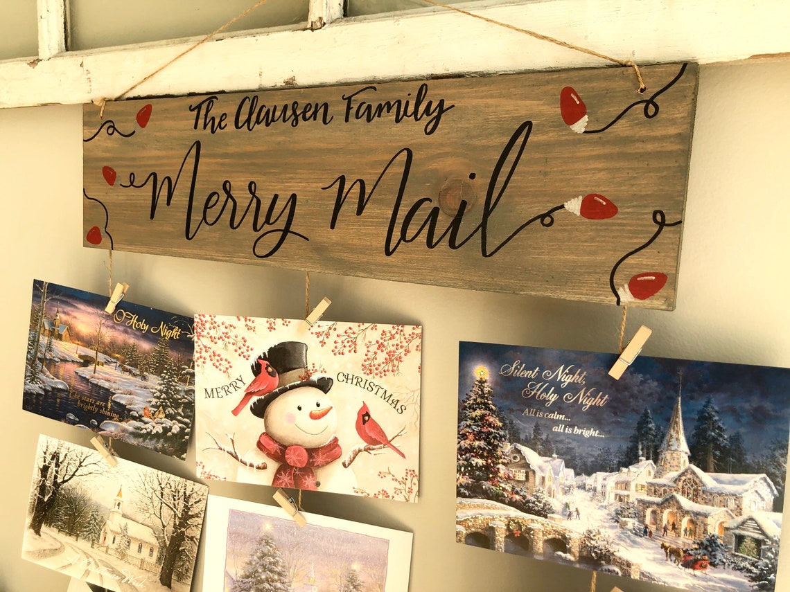 Merry Mail Personalized Christmas Cards Holiday Card | Etsy
