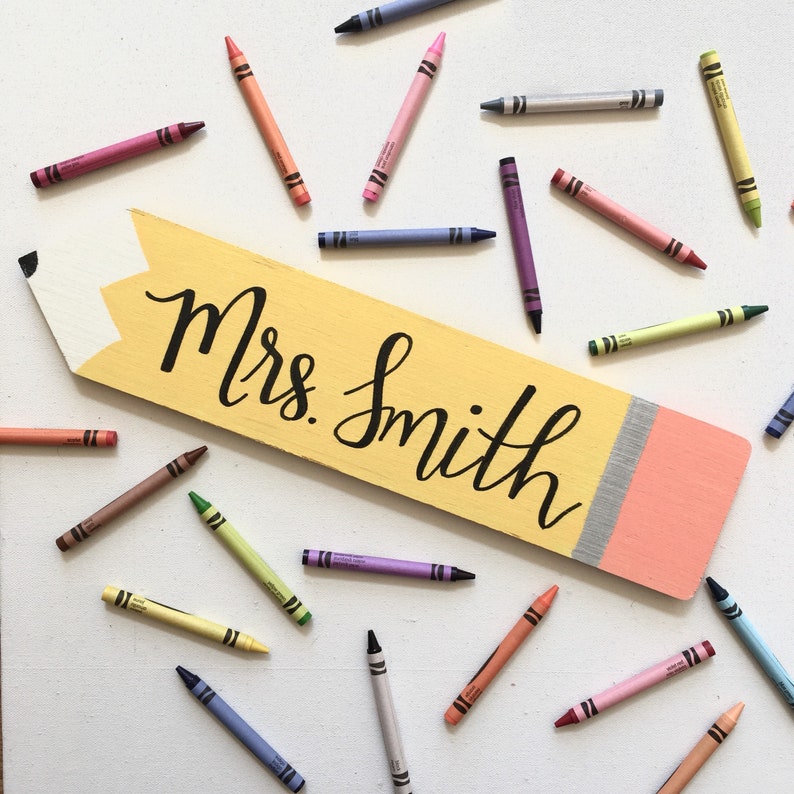 Personalized Teacher Sign • Pencil • Desk Accessory • Name Sign • Classroom • Education • School • Gift • Senior • Graduation 