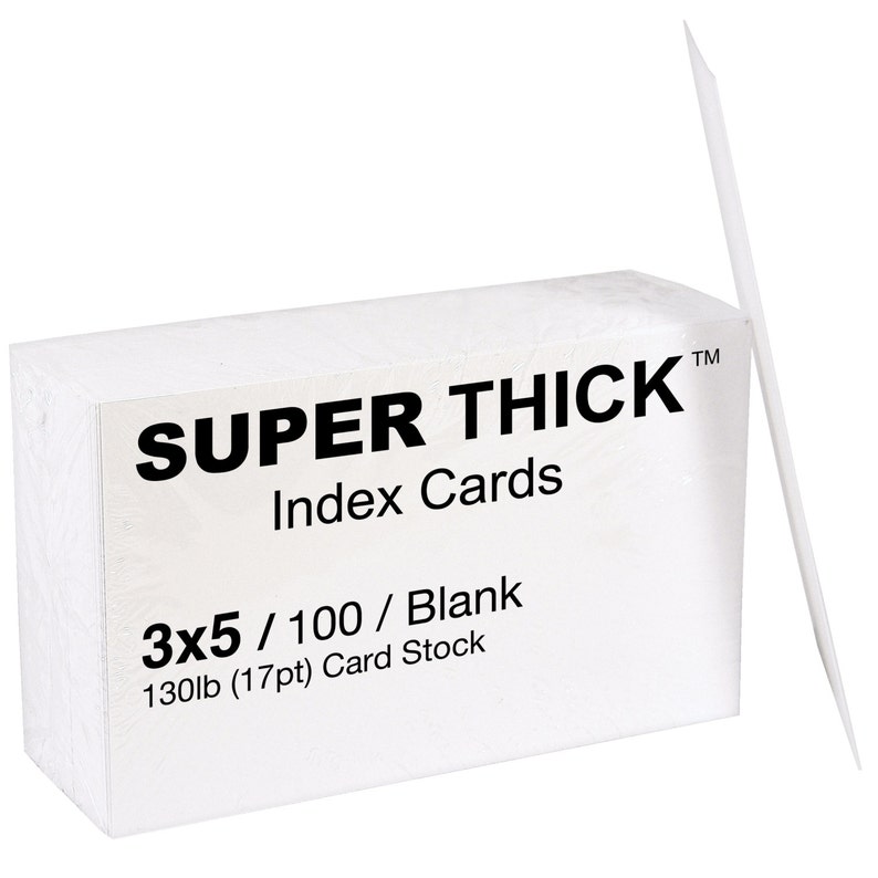 3x5 SUPER THICK Index Cards100 Pack Blank Heavyweight Card Etsy