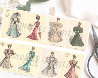 Victorian Ladies Fashion Digital Collage Sheet Vintage