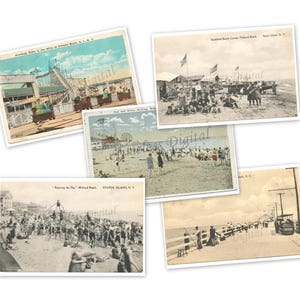 Antike Midland Staten Island Sommer Postkarten Bilder - Printable - 5 Postkarten - Strandbilder - sofortiger digitaler Download - Papier Handwerk