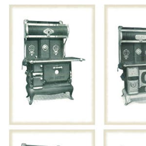 Antike Öfen - digitale Collage Blatt - Vintage - Printable - 9 Bilder - 2.5 x 3.5 - sofortige JPG Download - Tags - ACEO - ATC - Karten