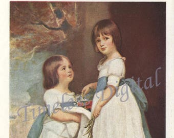 1888年ビクトリア朝時代の少女のイラスト、アンティークブックのページ