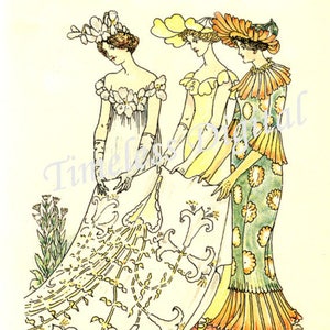 Bridesmaids - Vintage Illustration Image - Antique Picture - Instant Digital Download  - Printable Art  - Paper Craft - Wedding  Dress Train
