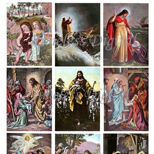 Digital Collage Sheet - Vintage - Religious - Printable - Antique - 9 Images - 2.5 x 3.5 - Instant JPG Download - Tags - ACEO - ATC - Cards