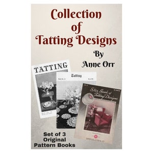 Colección de diseños de frivolité de Anne Orr - Conjunto de 3 libros de patrones vintage digitales &quot;Libro estrella de diseños de frivolité&quot; - Libros electrónicos PDF - Imprimibles