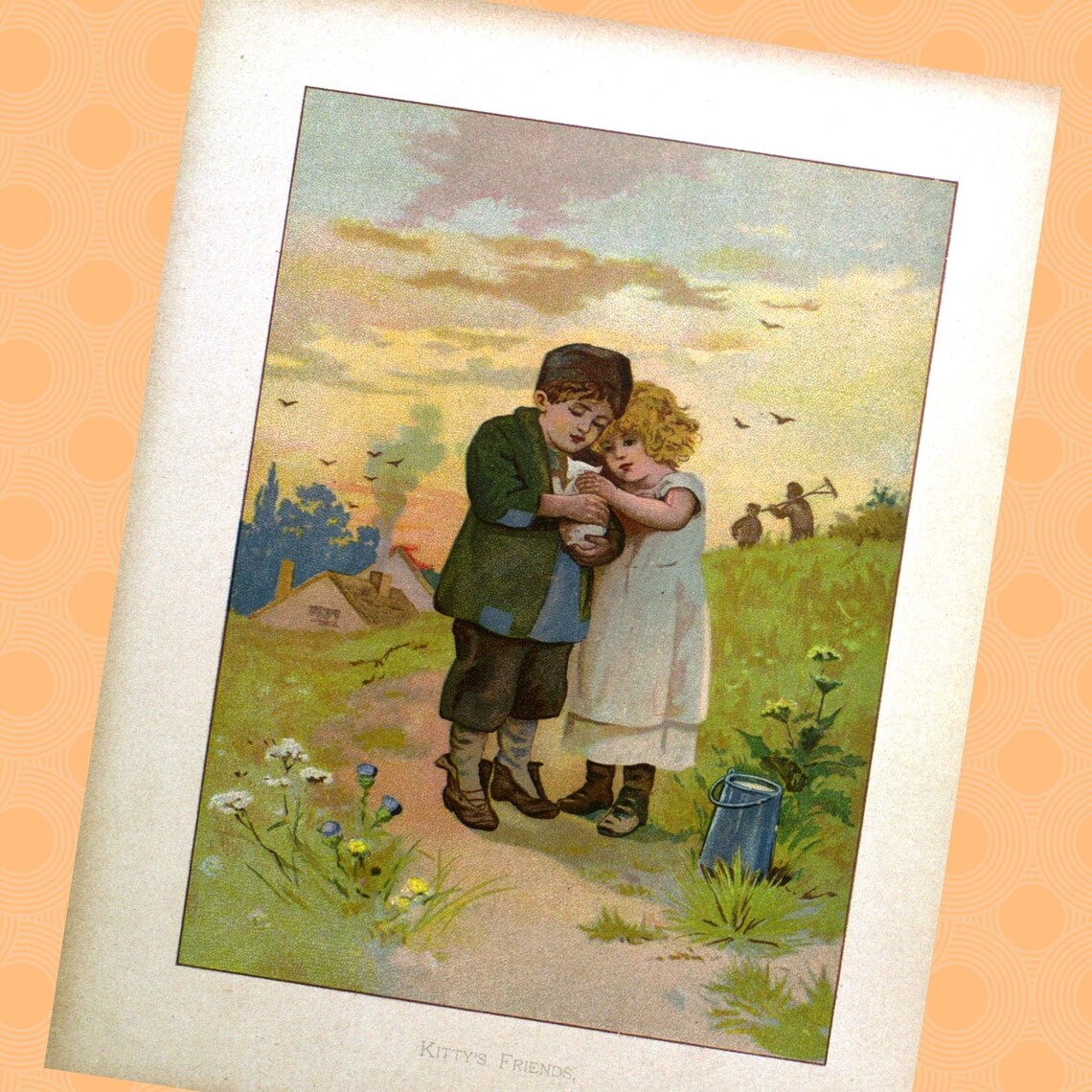 Set of 4 Printable Vintage Children's Book Illustrations Four Adorable Images Instant Digital ...