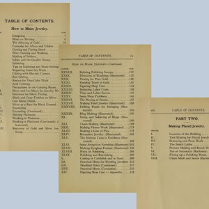 May include: A vintage book titled "How to Make Jewelry" with a table of contents listing chapters on designing, melting, alloying gold, soldering, and more. The book also includes a section on "Making Plated Jewelry".