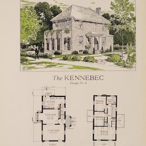 35 Vintage 1920 Historic Home Brick Designs for Cottages, Bungalows, Garages | House Architectural Floor Plan |  Building Floorplan | PDF