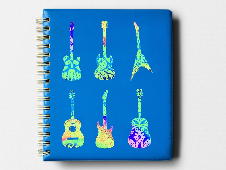 Set of 36 Printable Guitar Stickers Digital Collage 6 Sheet Set Instant