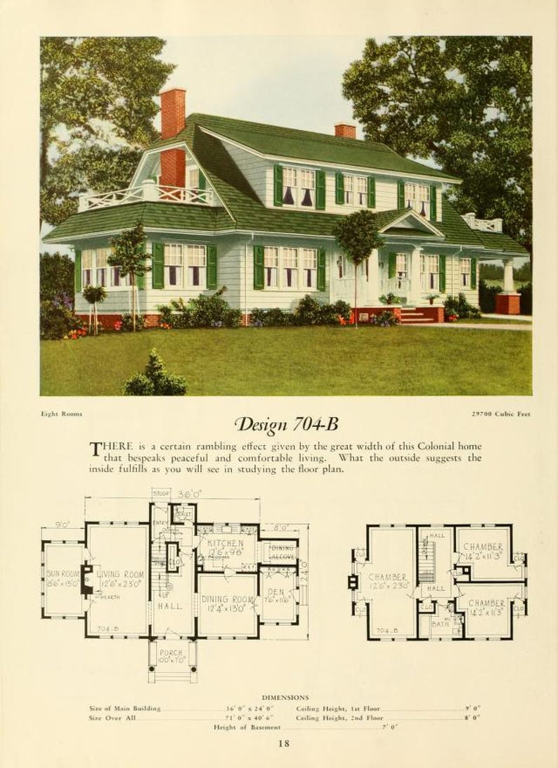Puede incluir: Un plano de planta en blanco y negro de una casa de estilo colonial con ocho habitaciones. El plano muestra una sala de estar, un comedor, una cocina, un estudio, un sol&aacute;rium y tres dormitorios. La casa tiene 36 pies de ancho y 71 pies de largo. La altura del techo en el primer piso es de 8 pies y la altura del techo en el segundo piso es de 7 pies.