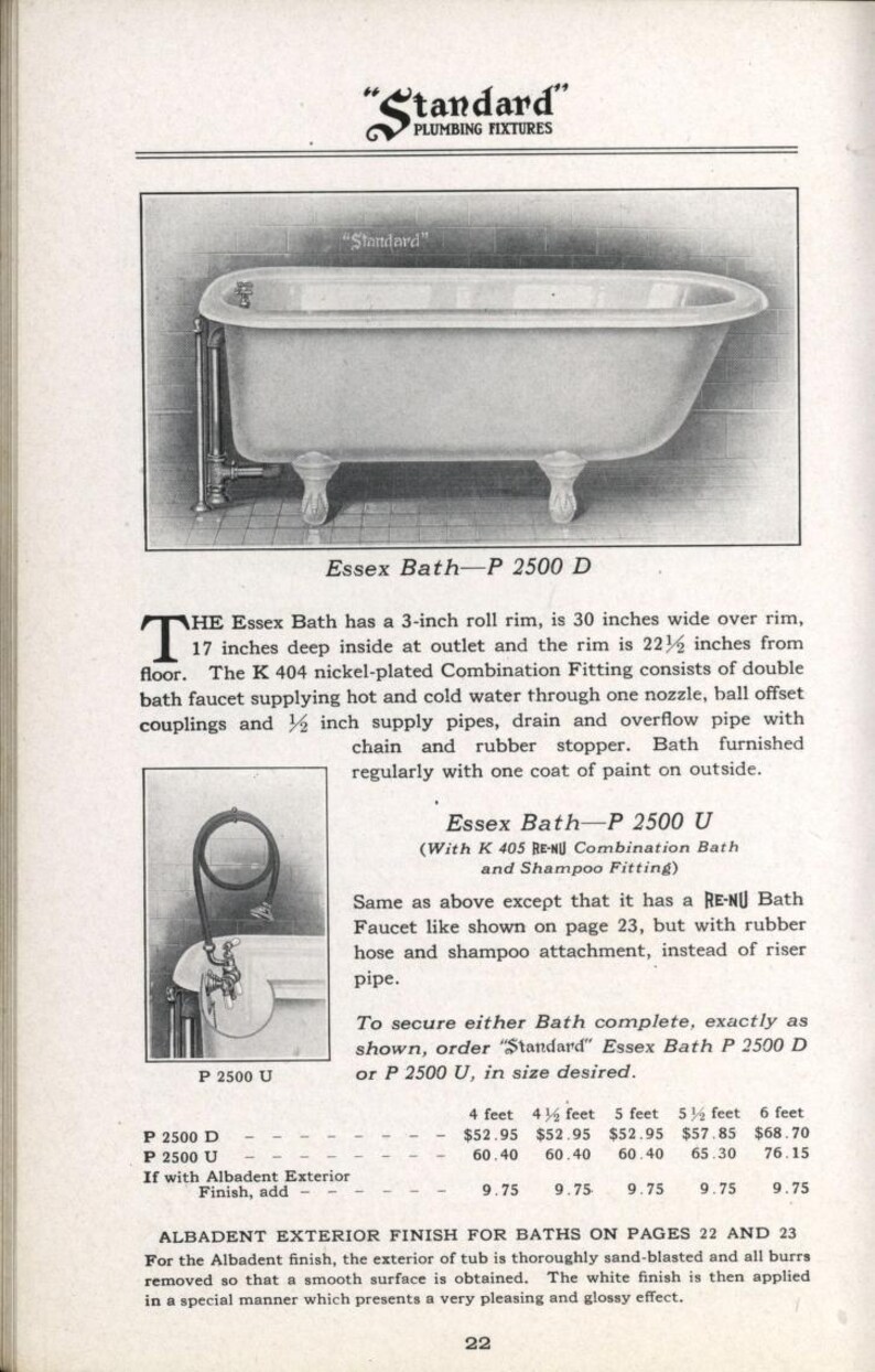 Antique "standard Plumbing Fixtures for the Home" Digital Ebook