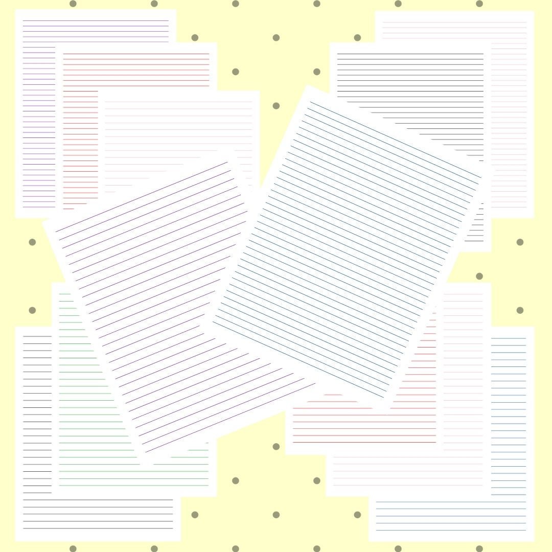 12 Line Colors Lined Paper Printable - Colorful Lines - Digital Paper ...