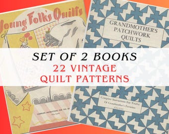 1950s Vintage Quilt Patterns | 22 Antique Aunt Martha Style Patchwork & Applique |  Blocks | Needlework Quilting | Full Color Digital PDF