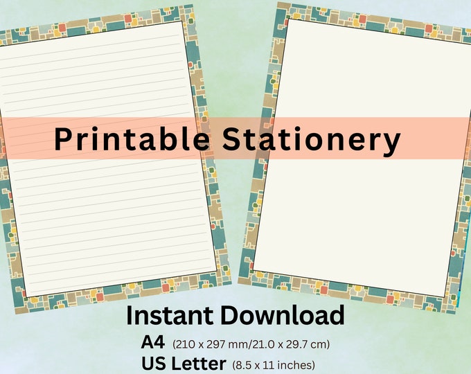 Recency Style Paper Retro Mod Vintage Geometric Style Stationery Writing Paper Printable ...