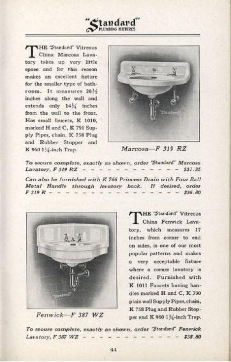 Antique standard Plumbing Fixtures for the Home Digital Ebook Instant Download PDF Vintage