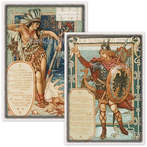 Viking Man - Viking Woman - Images - Printable - Set of Two - 5 x 7 Antique Pictures - Instant Digital Download - Paper Craft - Wall Art