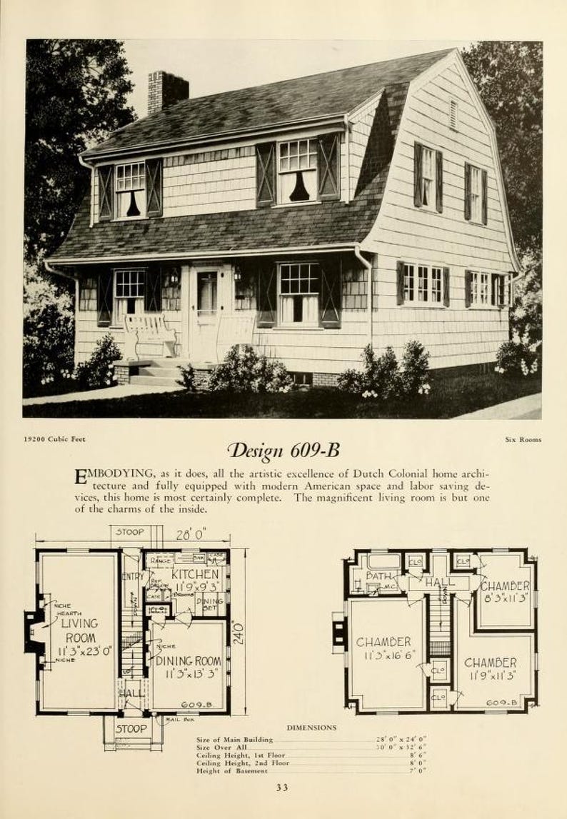 Puede incluir: Un plano arquitect&oacute;nico en blanco y negro de un dise&ntilde;o de casa colonial holandesa con seis habitaciones. El dibujo muestra la planta de la casa, incluyendo la cocina, el comedor, la sala de estar y los dormitorios. El dibujo tambi&eacute;n incluye las dimensiones de la casa.