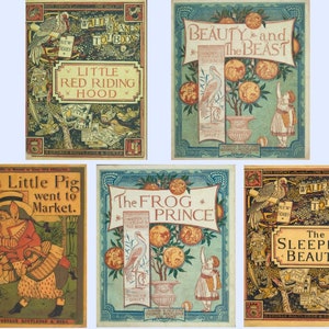Set of 5 - Vintage Collection of Walter Crane Children&#39;s Books - Digital - Colorful Antique Drawings Illustrations - PDF Ebooks - Printables