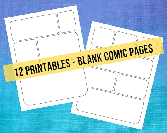 12 Printable Blank Comic Book Pages Callouts Digital Paper Pack