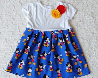 Mickey Mouse dress***Minnie Mouse dress***Dress for Disney World, Disneyland***Blue red yellow***Mickey costume***Toddler girls dress***