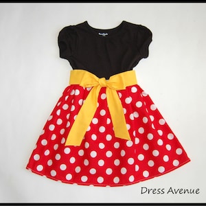 Minnie dress**Mickey Mouse dress**Toddler girls dress**Black, red polka dots, yellow**Dress for Disney World**Minnie Mouse dress**Costume