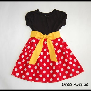 Minnie dress**Mickey Mouse dress**Toddler girls dress**Black, red polka dots, yellow**Dress for Disney World**Minnie Mouse dress**Costume