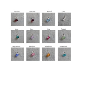 Birthstone Crystal Charm, January, February, March, April, May, June, July, August, September, October, November, December charms