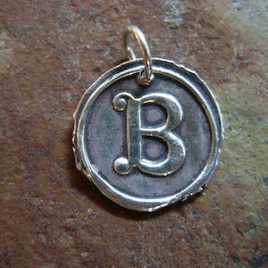 B Wax Seal Charm, letter, initial, alphabet, spell, word, children, kids, mom, mother, grandmother, bridesmaid, vintage, wax seal jewelry