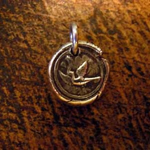 Peace Dove Wax Seal Charm, olive branch, symbol, friendship, Noah&#39;s Ark, Victorian, wax seal jewelry, peace dove necklace, peace pendant
