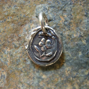 Avous Wax Seal Charm, French motto, for you, flower, blossom, symbol, Georgian, Victorian, antique, wax seal jewelry, French flower necklace