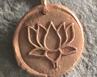 Lotus Wax Seal Charm, flower, radiate, yoga, meditation, Buddhism, Hinduism, Egypt, padma, rebirth,purity,growth,water flower,lotus necklace
